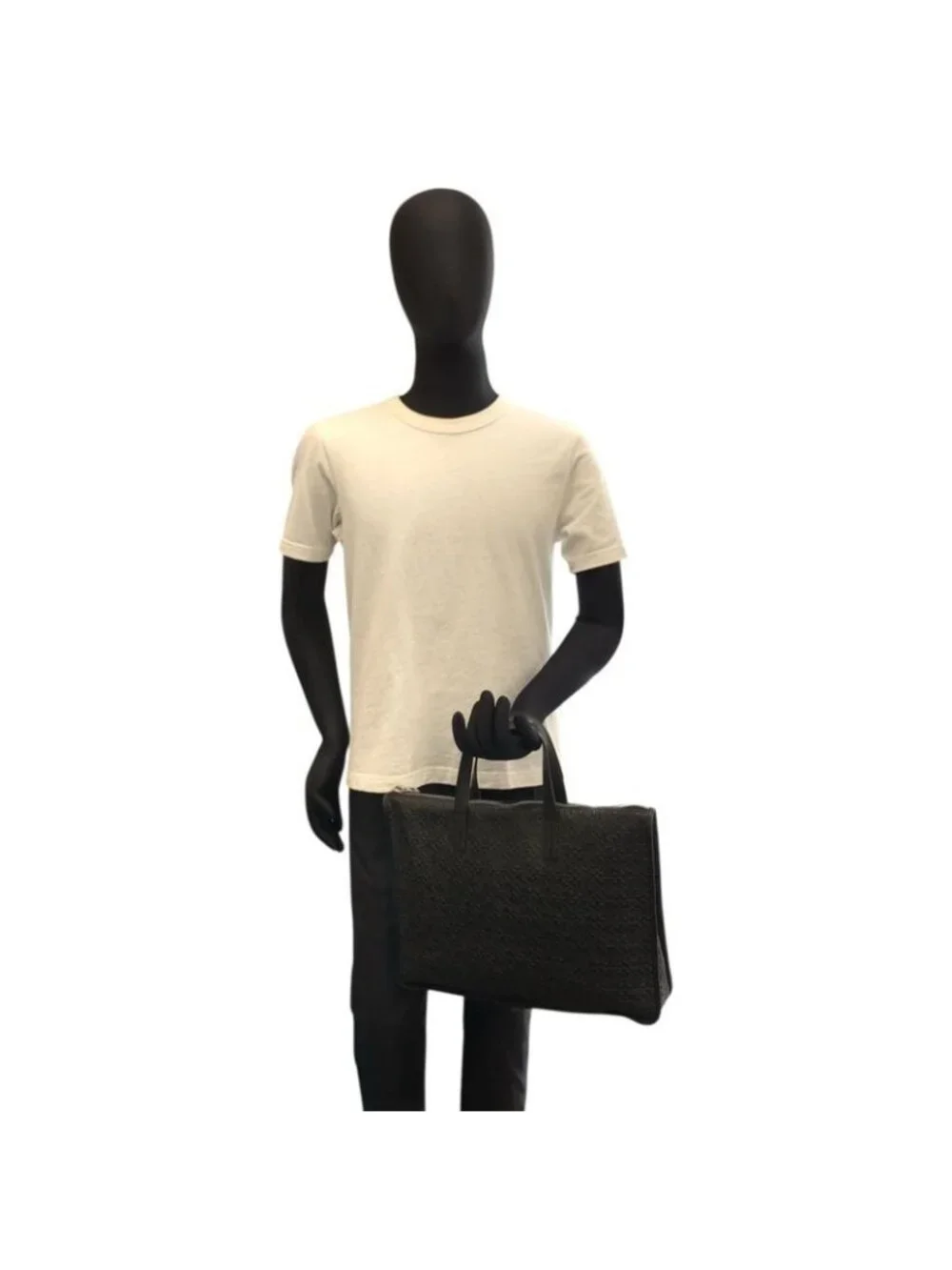 Loewe Repeat Anagram Black Silver Leather Business Briefcase